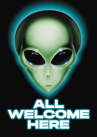 Aliens Welcome Here House Flag Image