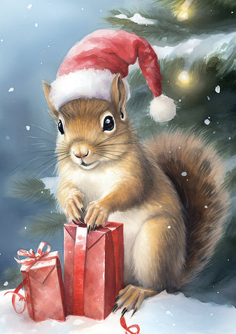Christmas Squirrel House Flag Image