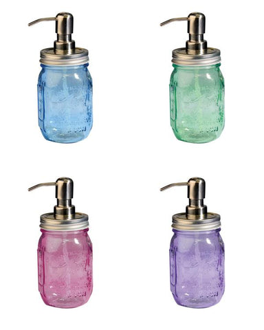 Mason Jar Soap Dispenser Assorted Color (Case of 4)