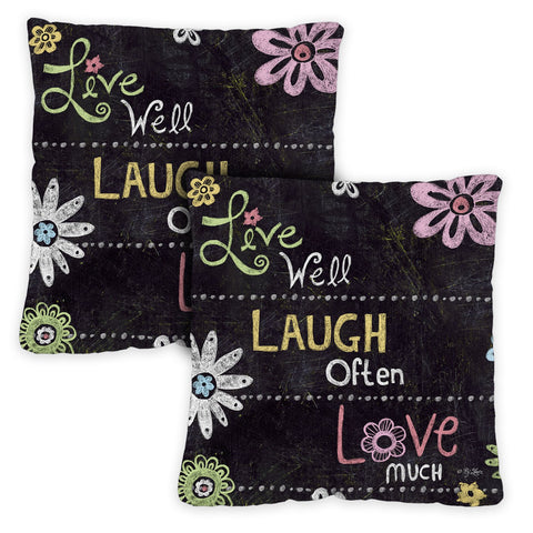 Live Laugh Love Chalkboard 18 x 18 Inch Pillow Case Image