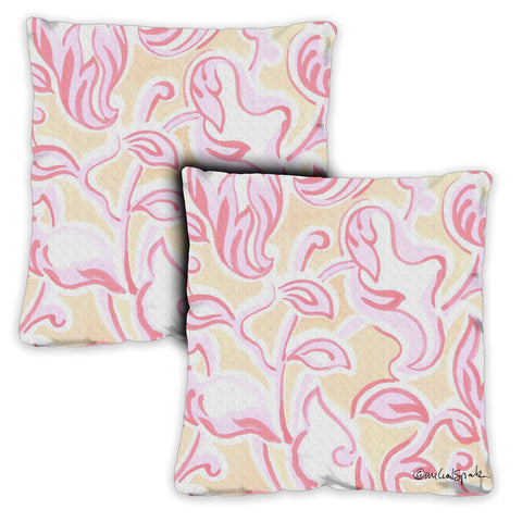 Pink Leaves 18 x 18 Inch Pillow Case Image