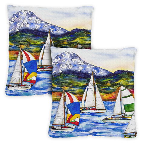 Sailboat Bay 18 x 18 Inch Pillow Case Image