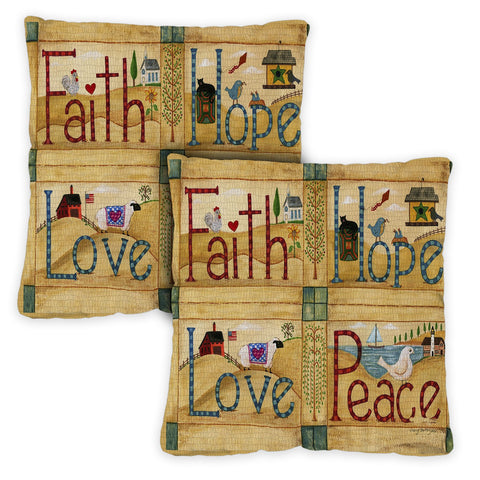 Faith Hope Love Peace 18 x 18 Inch Pillow Case Image