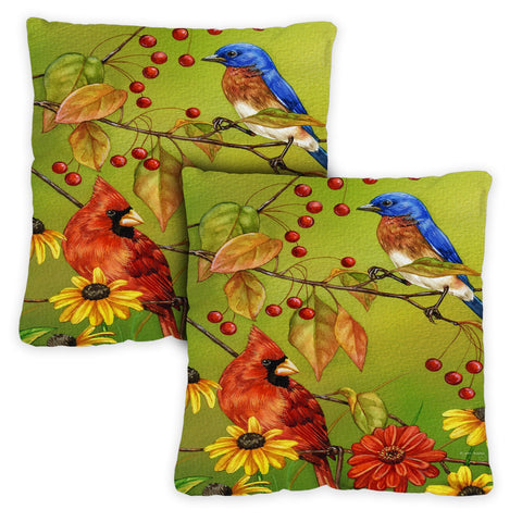 Birds N Berries 18 x 18 Inch Pillow Case Image