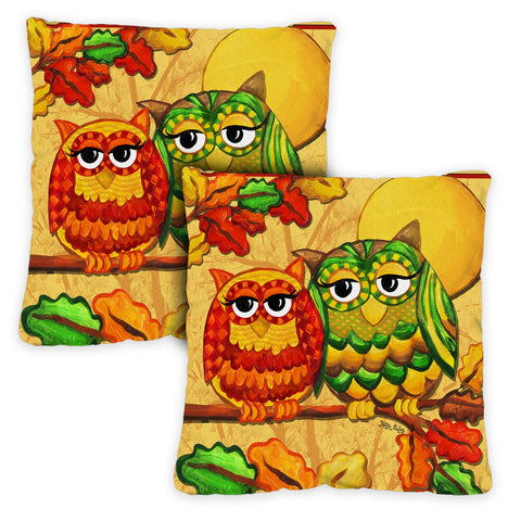 Fall Owls 18 x 18 Inch Pillow Case Image