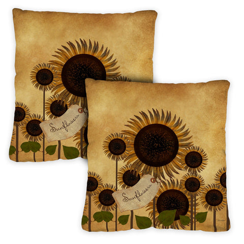 Folk Sunflower 18 x 18 Inch Pillow Case Image