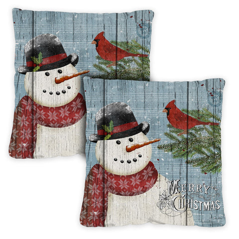 Joy To The World Snowman 18 x 18 Inch Pillow Case Image