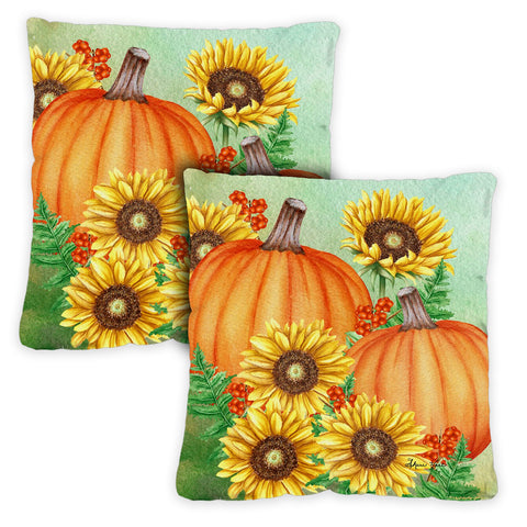 Pumpkins And Sunflowers 18 x 18 Inch Pillow Case Image