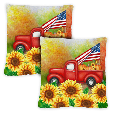 Welcome Harvest Truck 18 x 18 Inch Pillow Case Image