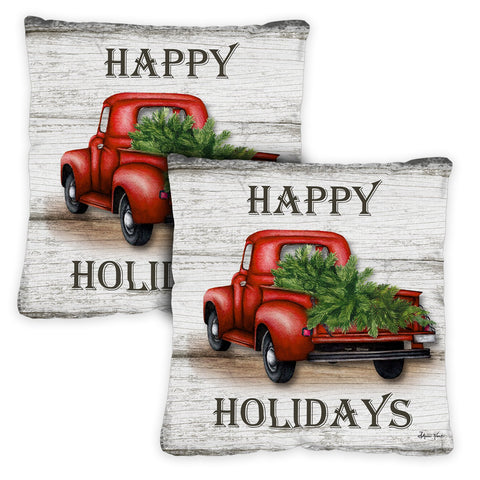 Red Truck Holidays 18 x 18 Inch Pillow Case Image
