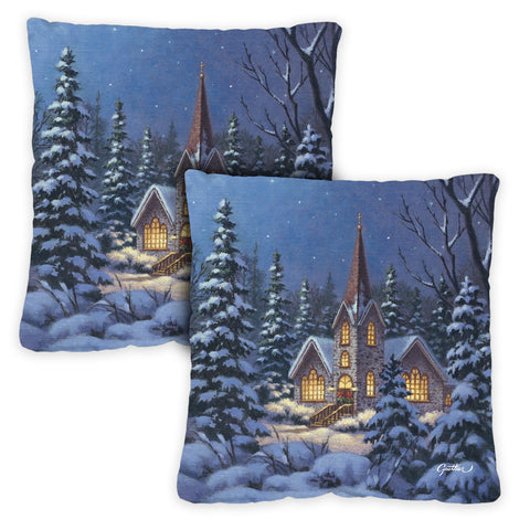 Snowy Steeple 18 x 18 Inch Pillow Case Image