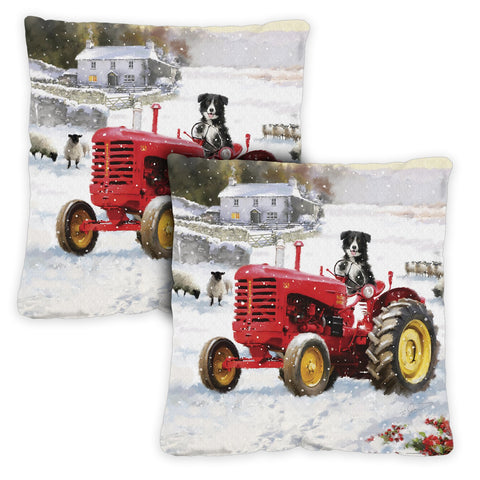 Tractor Dog 18 x 18 Inch Pillow Case Image