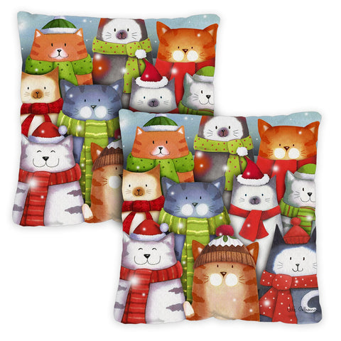 Cat Caroling 18 x 18 Inch Pillow Case Image