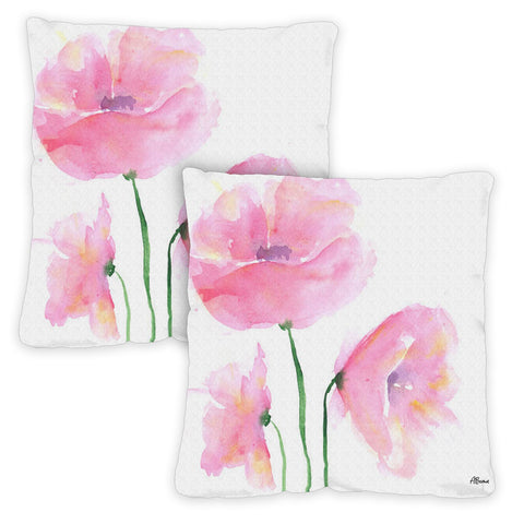 Pink Poppies 18 x 18 Inch Pillow Case Image