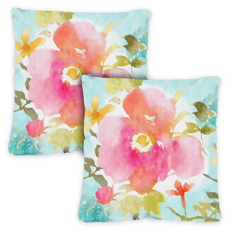 Watercolor Blooms 18 x 18 Inch Pillow Case Image