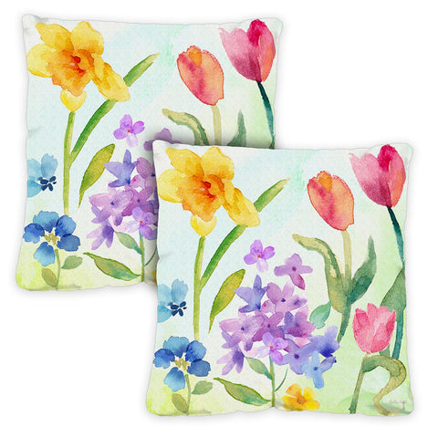 Spring Watercolors 18 x 18 Inch Pillow Case Image