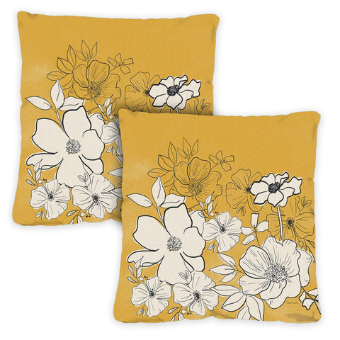 Yellow Modern Flowers 18 x 18 Inch Pillow Case Image