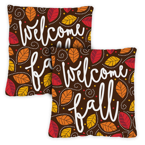 Welcome Fall Leaves 18 x 18 Inch Pillow Case Image