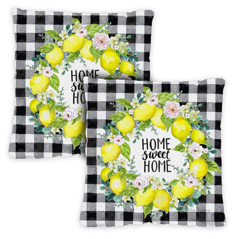 Lemon Wreath 18 x 18 Inch Pillow Case Image