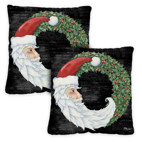 Santa Wreath 18 x 18 Inch Pillow Case Image