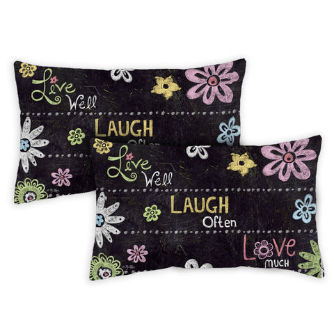 Live Laugh Love Chalkboard 12 x 19 Inch Pillow Case Image