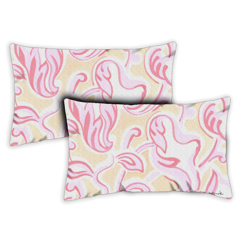 Pink Leaves 12 x 19 Inch Pillow Case Image