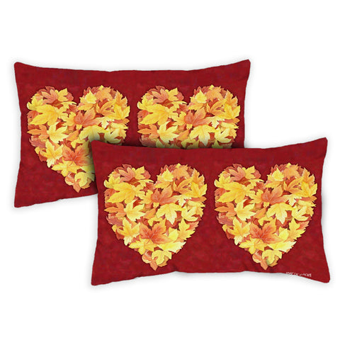 Leaf Heart 12 x 19 Inch Pillow Case Image