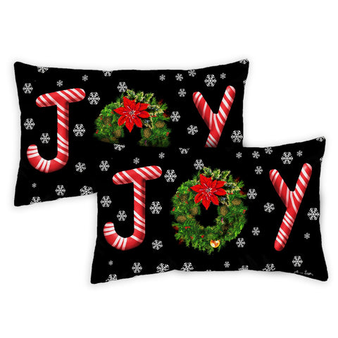 Joy Wreath 12 x 19 Inch Pillow Case Image