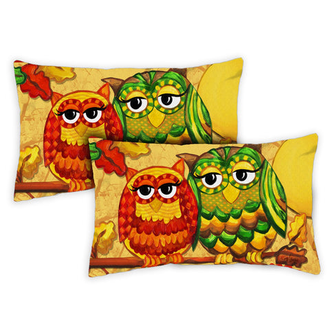 Fall Owls 12 x 19 Inch Pillow Case Image