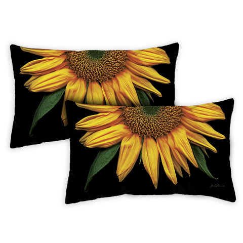 Sunflowers On Black 12 x 19 Inch Pillow Case Image