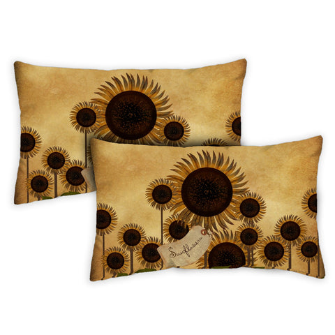 Folk Sunflower 12 x 19 Inch Pillow Case Image