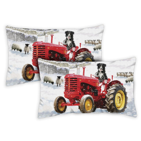 Tractor Dog 12 x 19 Inch Pillow Case Image