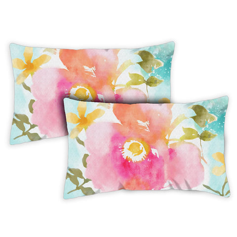 Watercolor Blooms 12 x 19 Inch Pillow Case Image