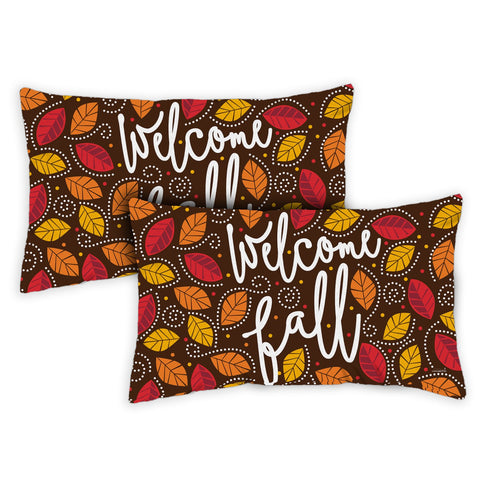 Welcome Fall Leaves 12 x 19 Inch Pillow Case Image