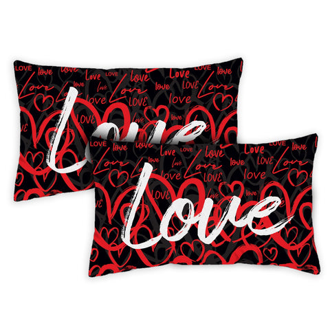 Love Hearts 12 x 19 Inch Pillow Case Image