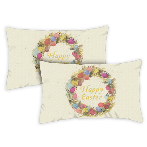 Easter Egg Wreath 12 x 19 Inch Pillow Case Image