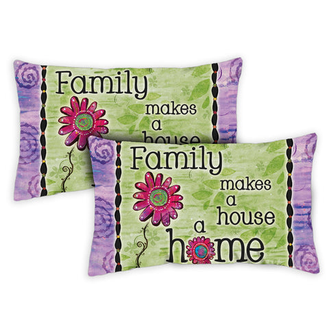 Family Home 12 x 19 Inch Indoor Pillow Case Image