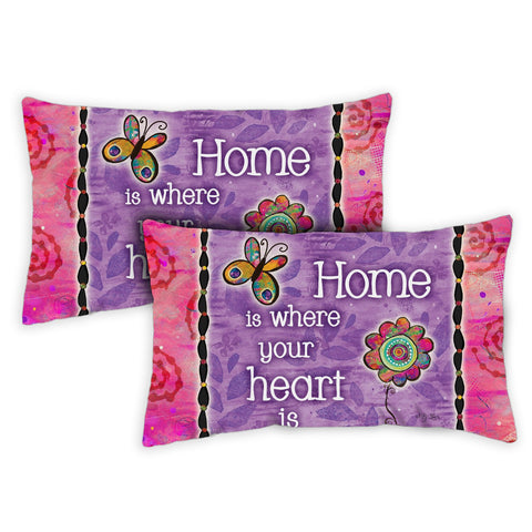 Home Is Where Your Heart Is 12 x 19 Inch Indoor Pillow Case Image
