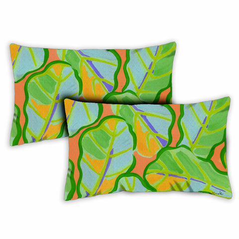 Tropical Leaves 12 x 19 Inch Indoor Pillow Case Image