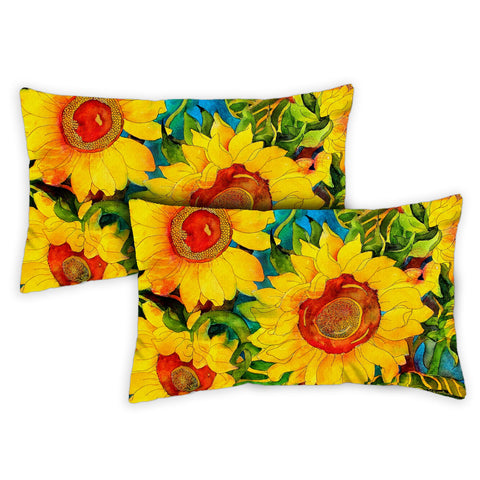 Sunny Sunflowers 12 x 19 Inch Indoor Pillow Case Image