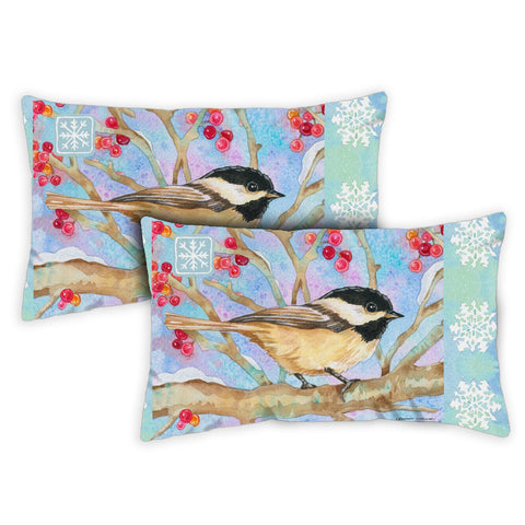 Winter Woods Chickadee 12 x 19 Inch Indoor Pillow Case Image