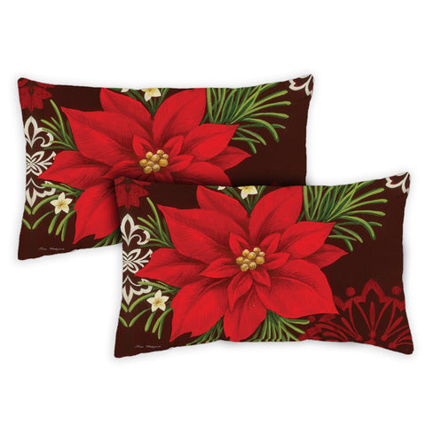 Red Damask 12 x 19 Inch Indoor Pillow Case Image