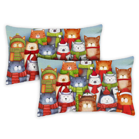Cat Caroling 12 x 19 Inch Indoor Pillow Case Image