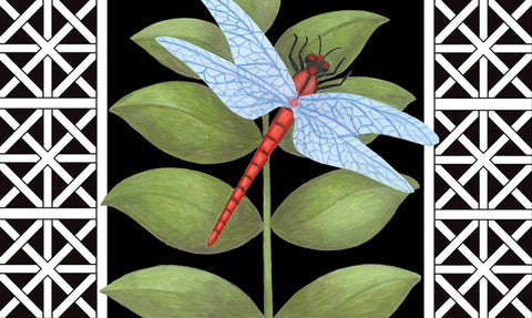 Dragonfly On Black Door Mat Image