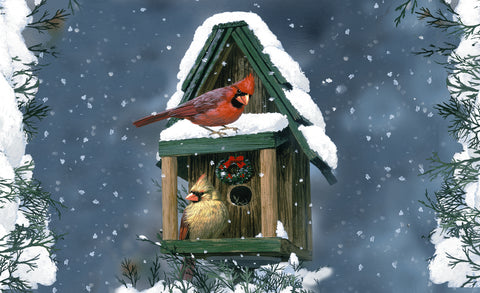 Cardinals In Snow Door Mat Image