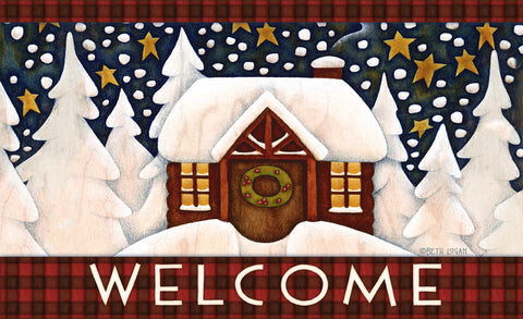 Snowy Cabin Door Mat Image