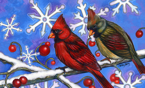 Birds N Snowflakes Door Mat Image