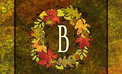 Fall Wreath Monogram B Door Mat Image