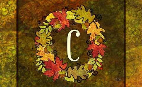 Fall Wreath Monogram C Door Mat Image