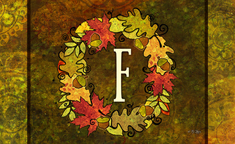 Fall Wreath Monogram F Door Mat Image